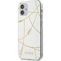 Guess Guhcp12Spcuchwh iPhone 12 mini 5,4 biały white hardcase Gold Chain Collection