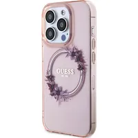 Guess Pc Tpu Flowers Ring Glossy Logo Magsafe Case for iPhone 15 Pro Pink Guhmp15Lhfwfcp