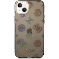 Guess Pc Tpu Peony Glitter Case for iPhone 14 Plus Black Guhcp14Mhtpptk