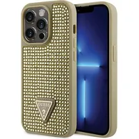 Guess Rhinestones Triangle Metal Logo Case for iPhone 14 Pro Gold Guhcp14Lhdgtpd