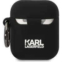Karl Lagerfeld 3D Logo Nft and Choupette Silicone Case for Airpods 1 2 Black Kla2Runkc