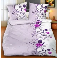 Kokvilnas gultas veļa 160X200 raksts 93E violeti amaranta ziedi 970235