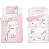 Kokvilnas gultas veļa 90X120 3672 B Cat Kitten Cats rozā ķepas kaķis 2962 spilvendrāna 40X60 bērniem 2330583