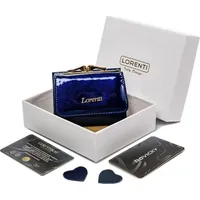 Lorenti Kompaktowy, lakierowany portfel damski ze skóry naturalnej 55287-3D-Rfid Blue Rov