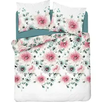 Mikrošķiedras gultas veļa 160X200 Ziedi balti rozā zaļa 4587 A 30 Light 2310645