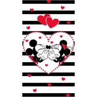 Pludmales dvielis 70X140 Mini Mickey Mouse Minnie svītras baltas melnas sirsniņas 3532 bērnu kokvilna 5300659