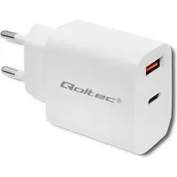 Qoltec 51714 Charger  18W 5-12V 1.5-3A Usb type C Pd Qc 3.0 White