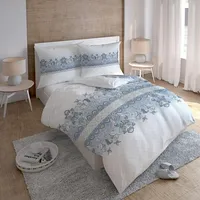 Satīna gultas veļa 220X200 Glamour austrumu ornamenti balti zili pelēki 3249 A 2049476