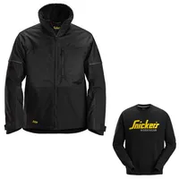 Snickers vīriešu ziemas jaka, melna, L izmērs, 1148-0404 Allroundwork 11480404006  bezmaksas sporta krekls ar logotipu