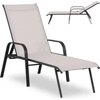 Uniprodo Dārza krēsls ar regulējamu atzveltni un tērauda rāmi līdz 160 kg bēšs 10250498