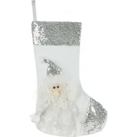 Ziemassvētku rotājums Magi zeķu kurpe Grandpa Frost, balta, sudraba 368522