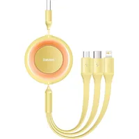 Baseus Bright Mirror 2 3In1 Usb Type A cable - micro  Lightning C 3.5A 1.1M yellow Camj010011