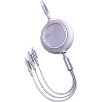 Baseus Bright Mirror flat retractable 3In1 data charging cable Usb - Type C  Lightning micro 3,5 A 1,2 m violet Camlt-Mj05
