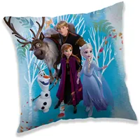 Bērnu spilvens 40X40 Frozen 2 Anna Elsa 2757 Kristoff Sven un Olaf sniegavīrs meža zils dekoratīvs 5300562
