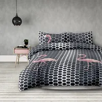 Decoking Mikrošķiedras gultas veļa 160X200 Flamingos tumši zila rozā Flamingodark Basic 5000551