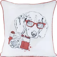 Dekoratīvā spilvendrāna 40X40 Dog 3 Camera Brilles baltas sarkanas 1161613