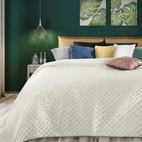 Dekoratīvais gultas pārklājs 170X210 Ariel krēmkrāsas samta Eurocurtains 379076