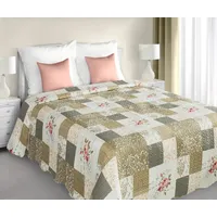 Dekoratīvais gultas pārklājs 220X240 Andy, krēmkrāsas, bēša, rozā rozes 1163544
