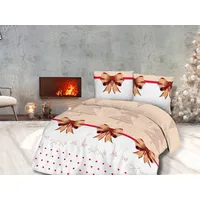 Flaneļa gultasveļa 140X200 Ziemassvētku smilškrāsas sarkanas eglīšu bantes 31483/2 2330656