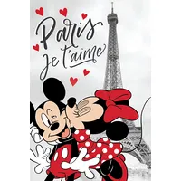 Flīsa sega 100X150 Mikija un Mini Pele Parīzē 5604 bērnu pleds Eifeļa tornis Minnijas peles sirdis 2330962