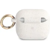 Gua3Sggeh Guess Glitter Printed Logo Silicone Case for Airpods 3 White