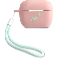 Guess Guacaplsvspg Airpods Pro cover różowo zielony pink green Silicone Vintage