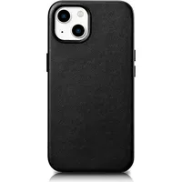 Icarer Dabīgās ādas maciņš iPhone 14 Magsafe Case Leather, melns vāciņš 6975092685173