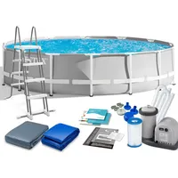 Intex Prism Frame Premium Pool Set withFilter Pump, Safety Ladder, Ground Cloth, Cover Grey, Age 6, 549X122 cm 26732Np