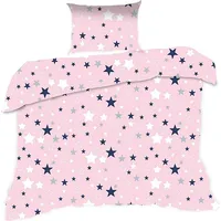 Kokvilnas gultas veļa 140 X 200 362 K zvaigznes rozā bērniem 24 Gadi 2360193
