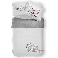 Kokvilnas gultas veļa 140X200 Mini Mouse 1464 Minnie balta pelēka bantīte rozā 2041292