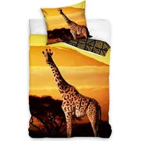Kokvilnas gultas veļa 160X200 Giraffe Africa spilvendrāna 70X80 Nl211088
