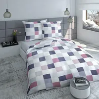 Kokvilnas gultas veļa 160X200 pelēka balta tumši zila rozā šaha dēlis 2797 A 2040843