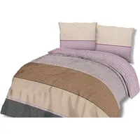 Kokvilnas gultas veļa 180X200 71457/1 svītras bēša brūna violeta ģeometrija Cottonlove 2 2300558