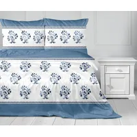 Kokvilnas gultasveļa 160X200 Blue Solace balti zili ziedi Bielbaw 1 2330414