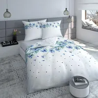 Kokvilnas gultasveļa 220X200 Rudzupuķes balta zila violeta 2774 A 2040905