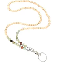 Lanyard pendant, string beads for keys, beige phone Glass Chain