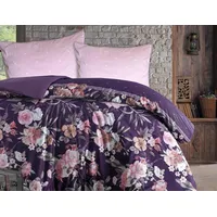 Satīna gultasveļa 160X200 Pera violeti rozā ziedi polka dots Luxury 1273177