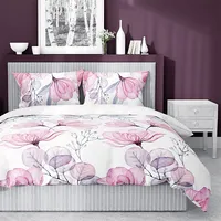 Satīna gultasveļa 220X200 3498 B ziedi balti viršu rozā Home Satin 2300030
