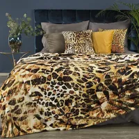Sega mikrošķiedras gultas pārklājs 150X200 Cecil melns zelts leopards, izsmalcināta dzīvnieku apdruka ar 3D efektu Eva Minge 371846