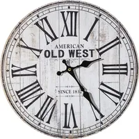 Sienas pulkstenis 34X34X4 laiks 08 A Old West zemnieciski balti dēļi veci savvaļas rietumi 1170255