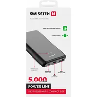 Swissten Line Power Banka Ārējās Uzlādes Baterija Usb  Usb-C Micro 10W 5000 mAh 8595217479807