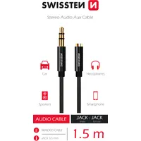 Swissten Textile Audio Kabelis 3 5 mm Male  Female 1.5M 73501102