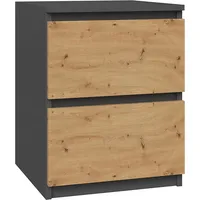 Top E Shop Topeshop W2 Antracyt/Artisan nightstand/bedside table 2 drawers Anthracite, Oak Antr/Art