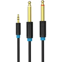 Vention 3.5Mm Trs Male to 2X 6.35Mm Audio Cable 1.5M Bacbg Black