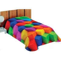 Akrila segas gultas pārklājs 155X220 3D Fluff 58 Klocki Rainbow 1640820