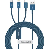 Baseus 3In1 kabelis universāls Usb  Lightning / Usb-C mikro Usb 3.5A 1,5 M zils 6953156205543