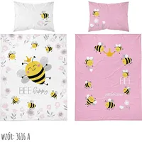 Bērnu kokvilnas gultasveļa 100X135 Bee 3616 A rozā balti ziedi Kids 1 2331373