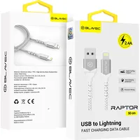 Blavec Cable Raptor braided - Usb to Lightning 2,4A 0,5 metres Cra-Ul24Ws05 white-silver Kabav1625