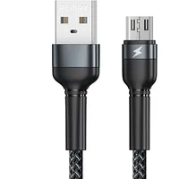Cable Usb Micro Remax Jany Alloy, 1M, 2.4A Black Rc-124M