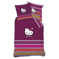 Cti Kokvilnas gultas veļa 160X200 Hello Kitty 1489 kitty svītras rozā spilvendrāna 70X80 5241148